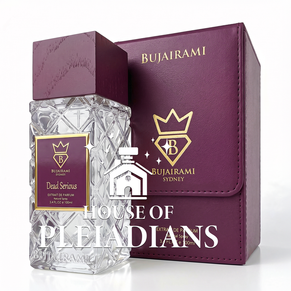 Dead Serious perfume bottle and luxury burgundy packaging UK