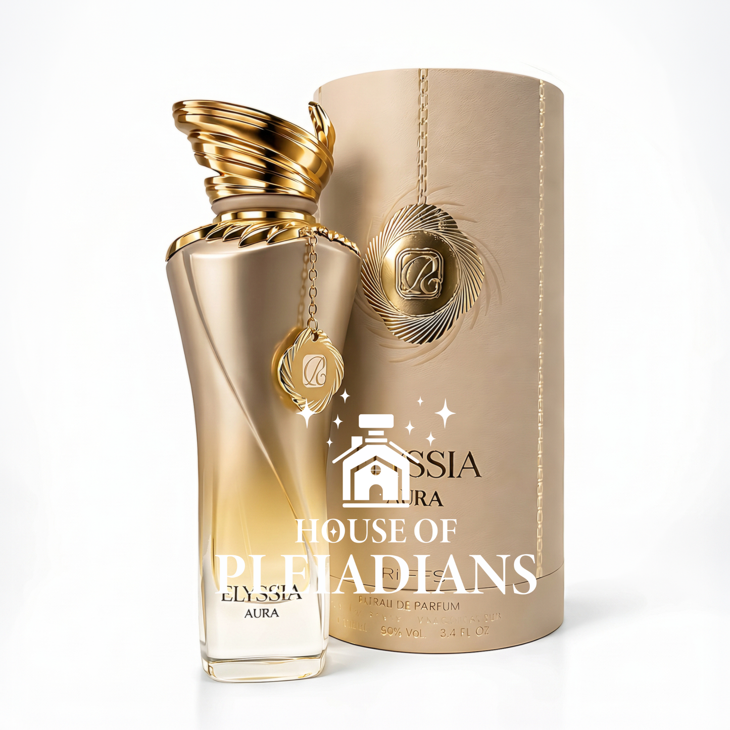 Riiffs Elyssia Aura 100ml Extrait de Parfum gold and ivory bottle with luxury box Middle Eastern fragrance UK