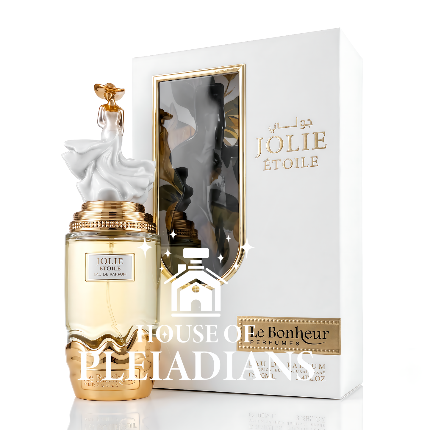 Jolie Étoile Le Bonheur perfume bottle and luxury white packaging UK