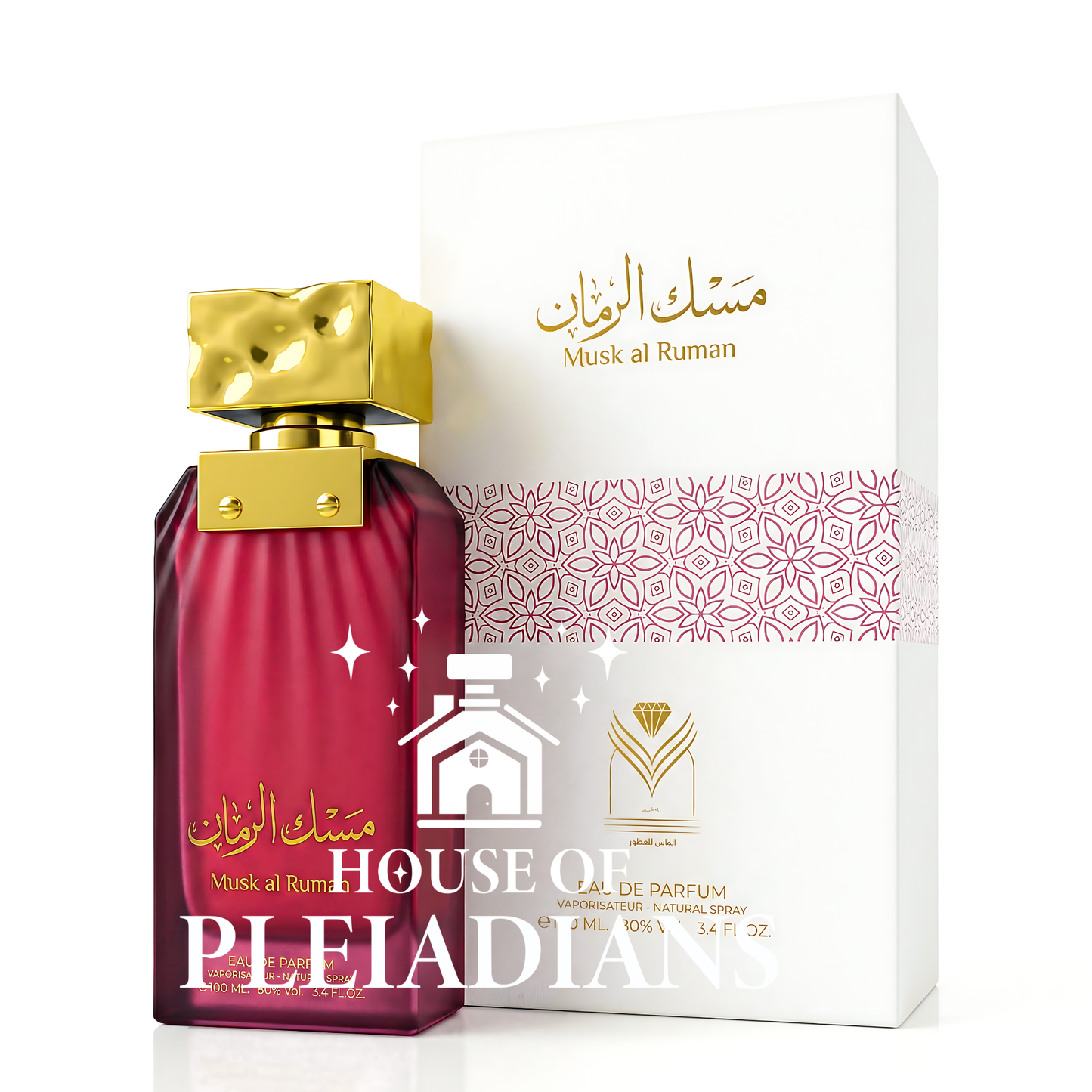 Musk al Ruman Almas eau de parfum bottle and box UK