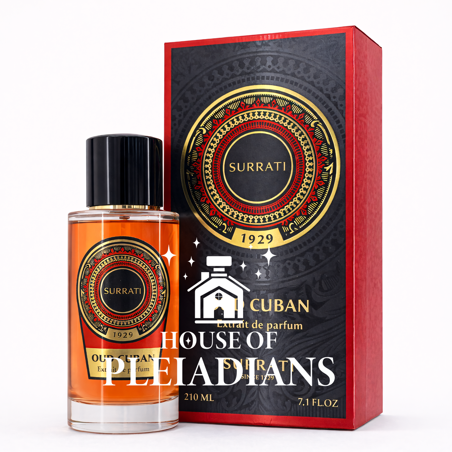 Surrati perfume bottle and packaging on a white background