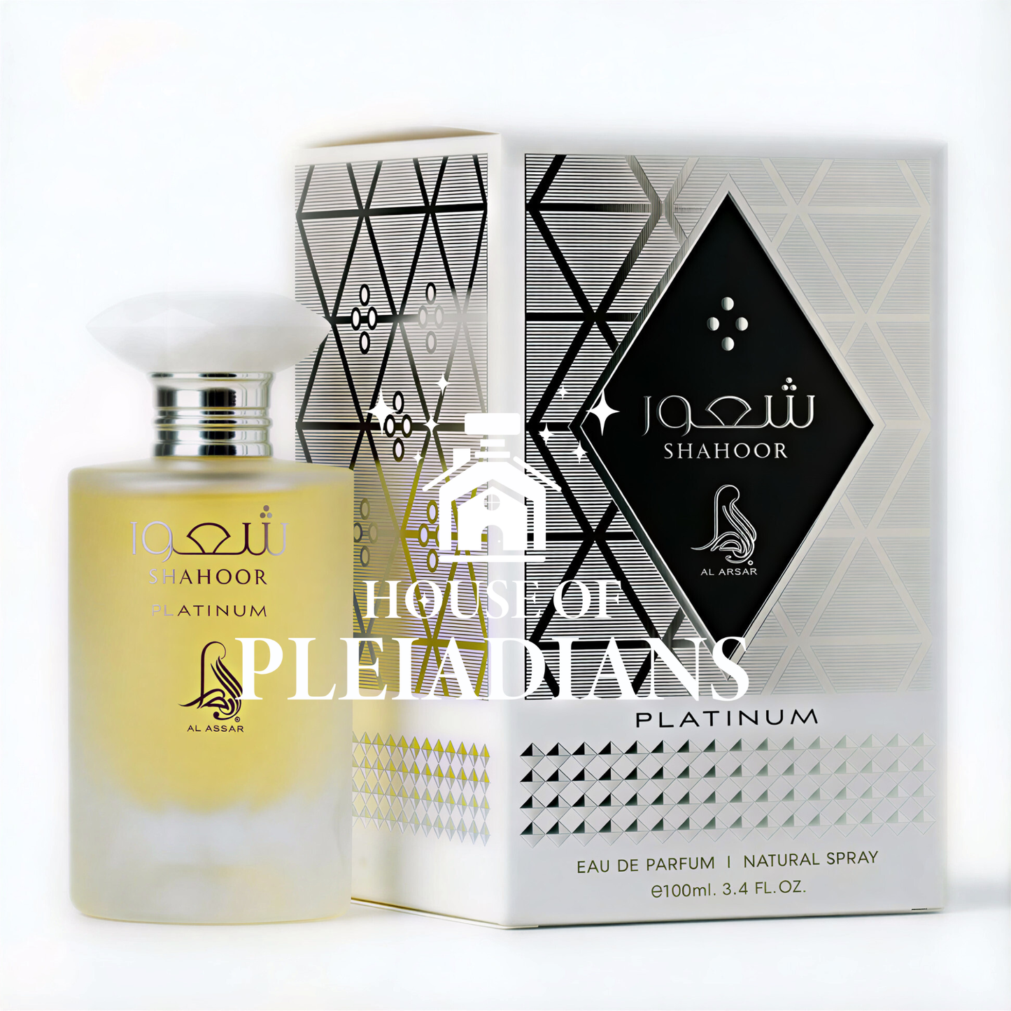 Shahoor Platinum perfume bottle and packaging on a white background
