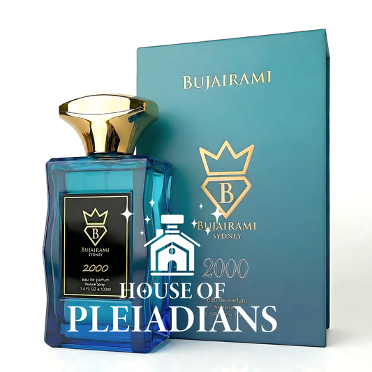 Bujairami Sydney 2000 eau de parfum – clear glass bottle with gold-tone cap – 100 ml / 3.4 fl oz natural spray