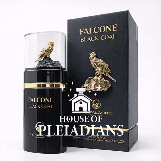 Falcone Black Coal perfume bottle and packaging on a white background