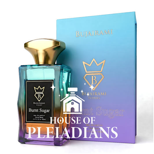 Burnt Sugar Bujairami perfume bottle and luxury gradient packaging 100ml UK