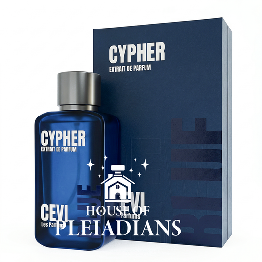 Cypher Blue CEVI perfume bottle and luxury blue packaging UK