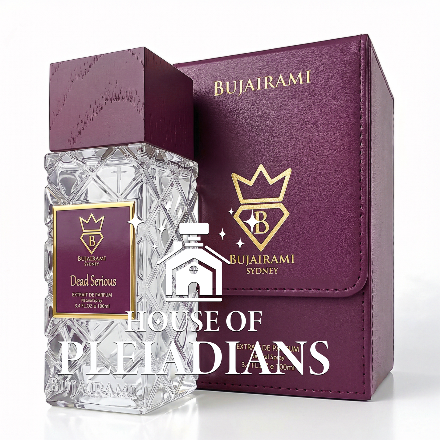 Dead Serious perfume bottle and luxury burgundy packaging UK