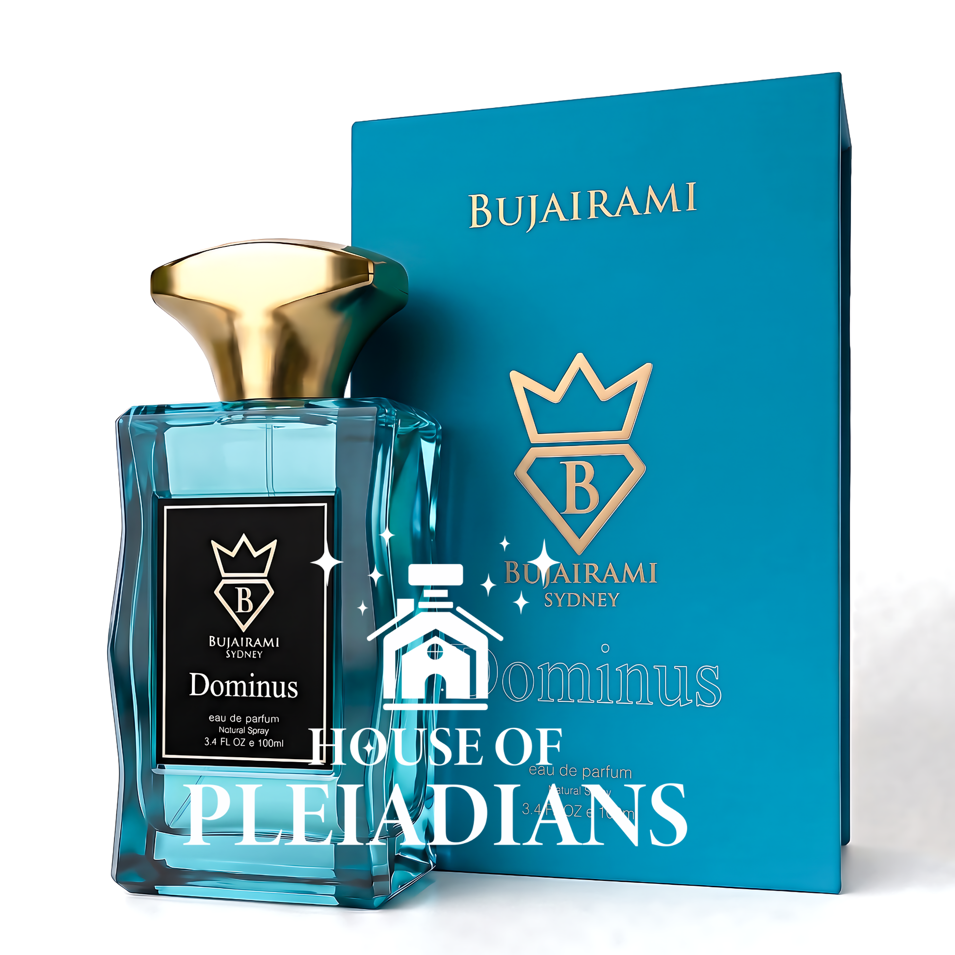 Dominus perfume bottle and luxury blue packaging UK