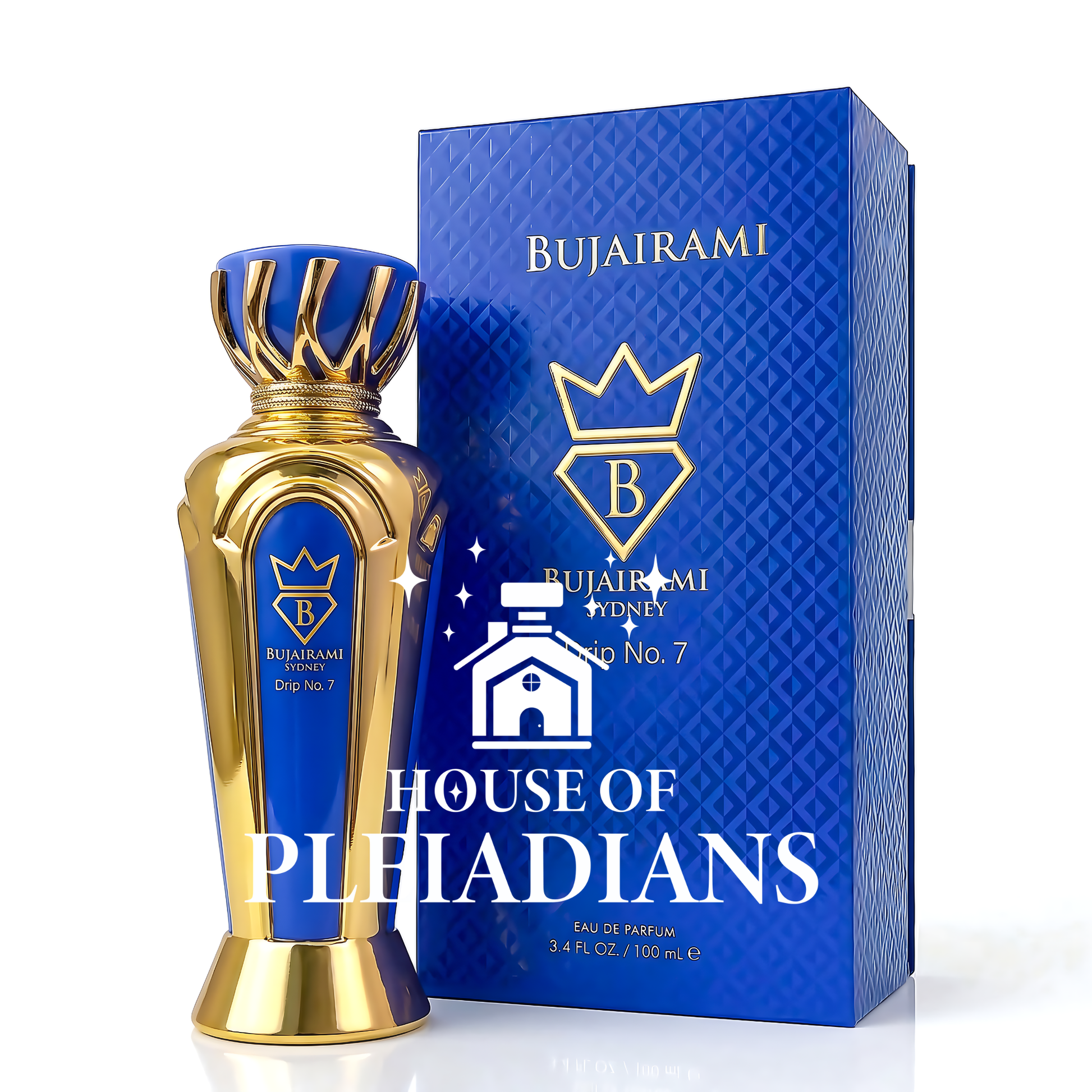 Drip No. 7 perfume bottle and luxury blue gold packaging UK