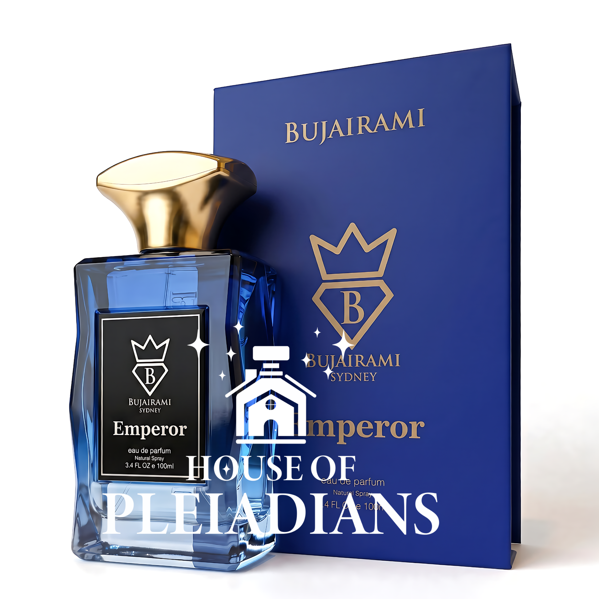 Emperor perfume bottle and luxury royal blue packaging UK