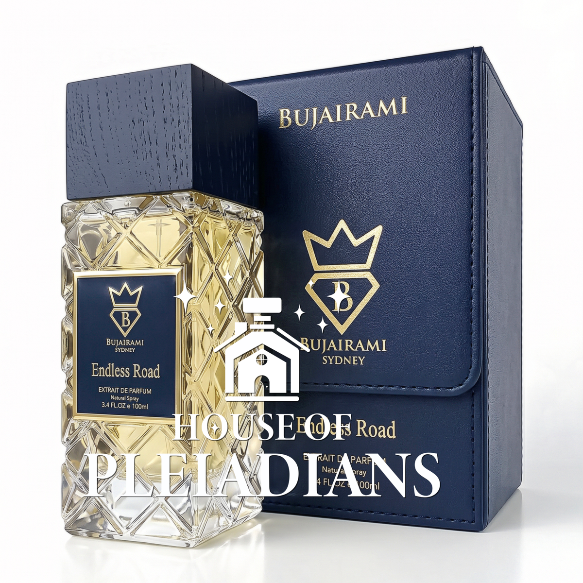 Endless Road perfume bottle and luxury navy blue packaging UK