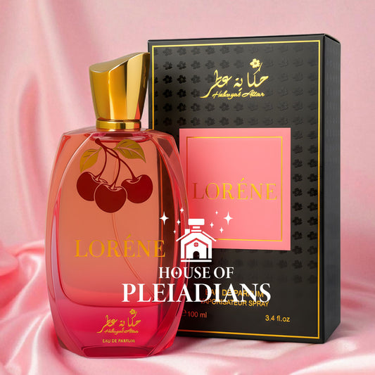 Loréne perfume by Hekayat Attar — luxury Arabian women’s cherry oud fragrance in elegant bottle