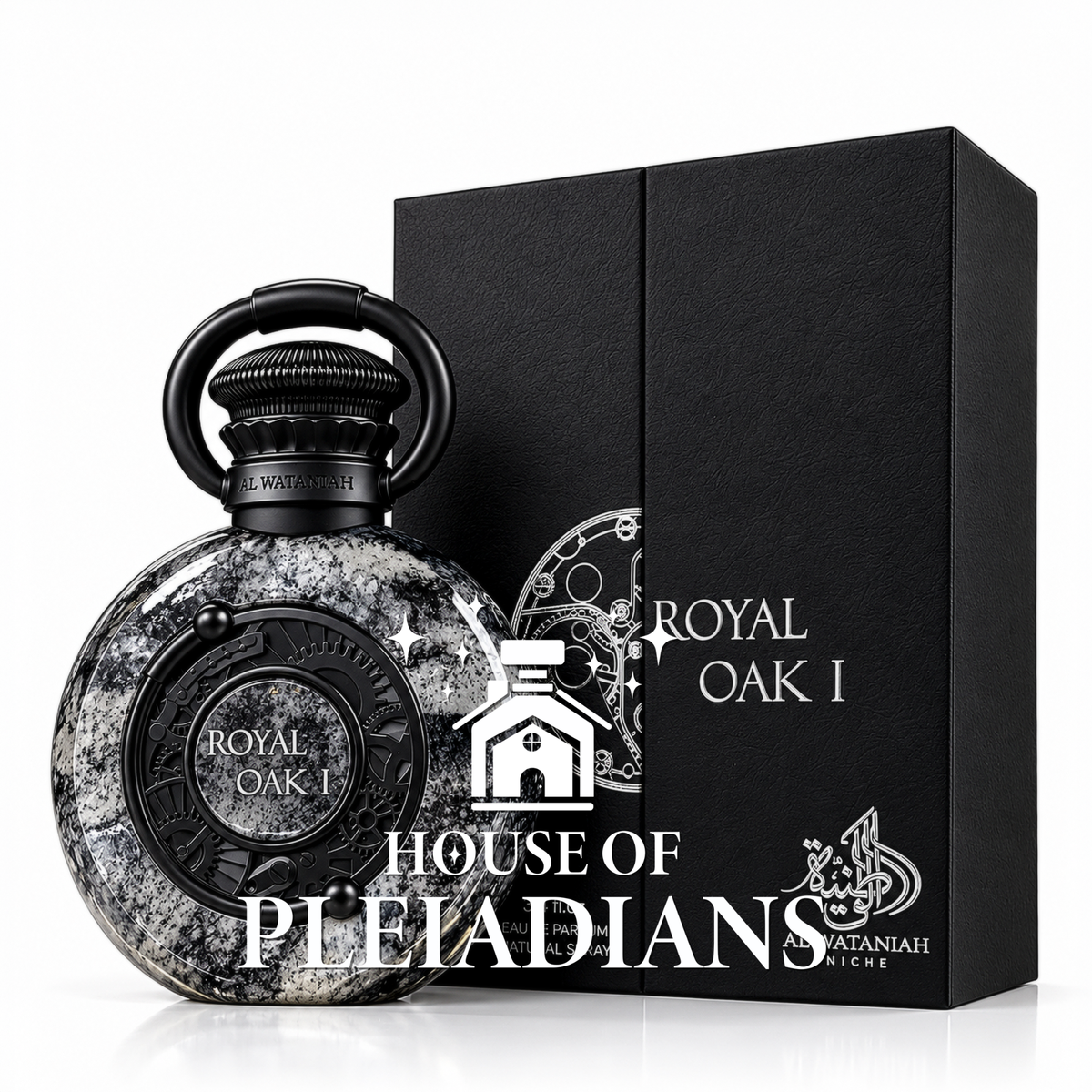 Royal Oak 1 by Al Wataniah perfume bottle and black presentation box UK