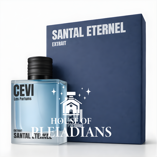 Cevi Les Parfums Santal Eternal perfume bottle and packaging on a white background