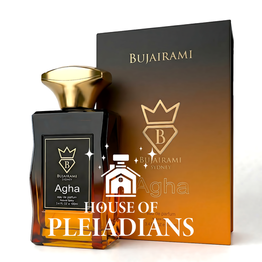 Agha Bujairami perfume 100ml Eau de Parfum dark luxury Middle Eastern fragrance bottle and packaging UK