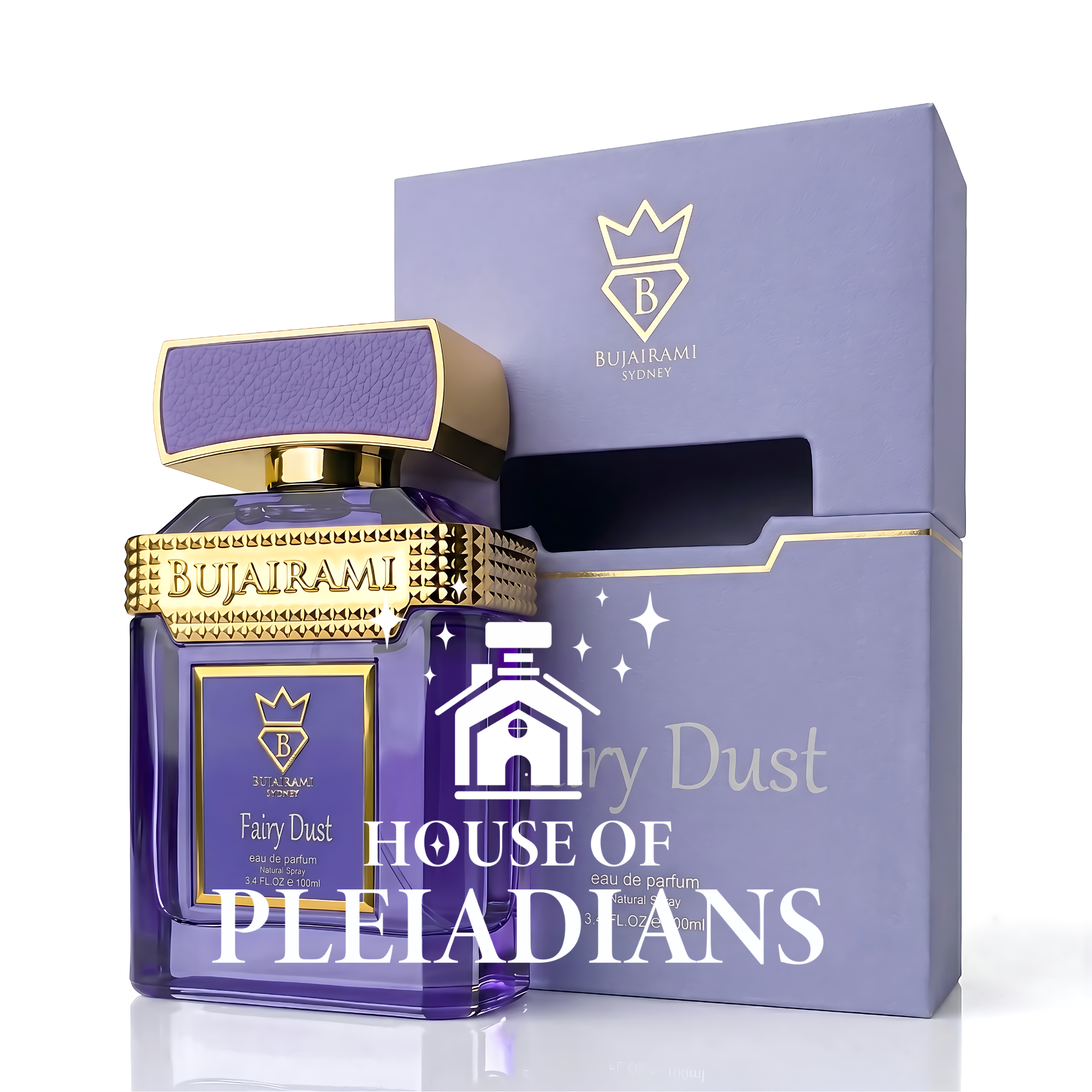 Fairy Dust Bujairami perfume bottle and luxury lavender packaging UK
