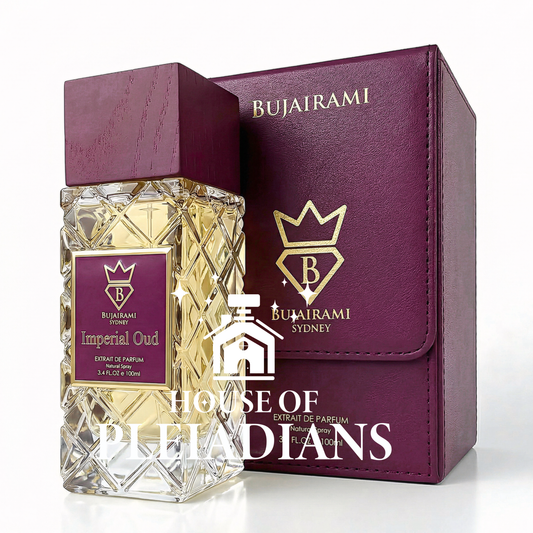 Bujairami Sydney Imperial Oud extrait de parfum – clear glass bottle with gold-tone cap – 100 ml / 3.4 fl oz natural spray