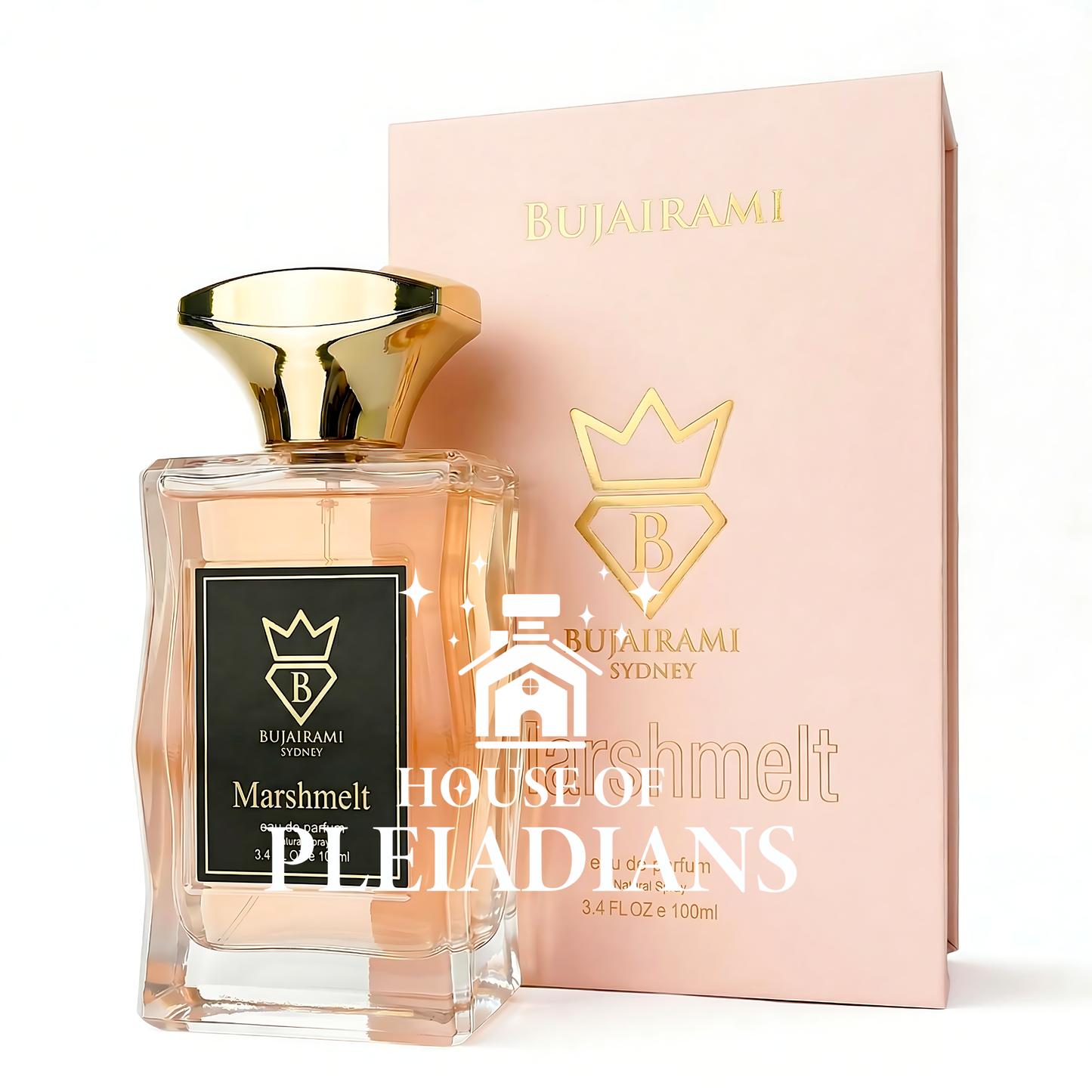 Bujairami perfume bottle and packaging on a white background