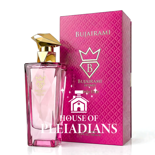 Bujairami Only Ever 100ml Eau de Parfum pink glass bottle with gold cap and box Middle Eastern perfume UK