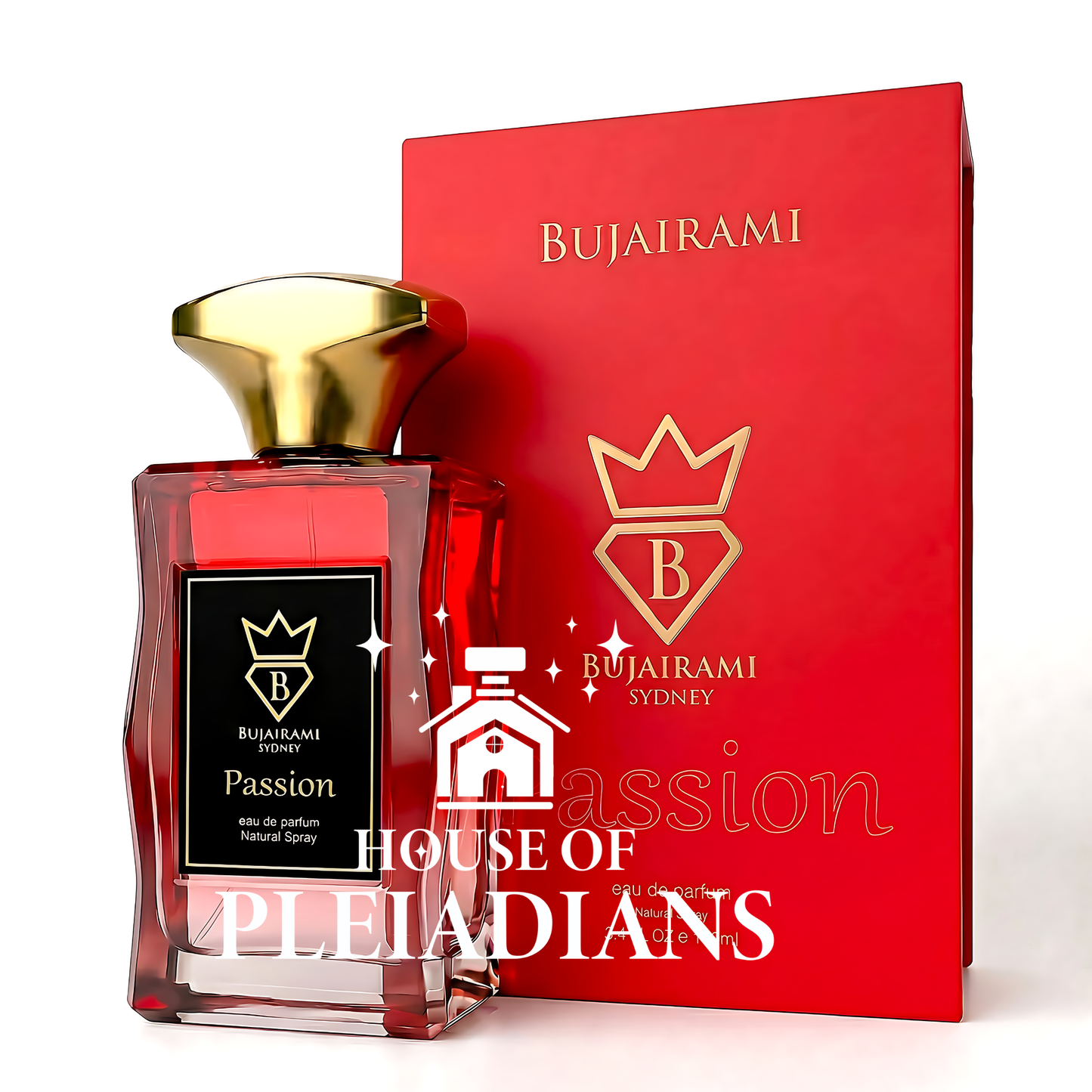 Passion perfume bottle and luxury red gradient packaging UK