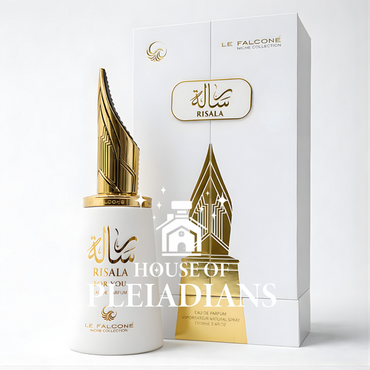 Perfume bottle and packaging with 'Le Falcone' branding on a white background