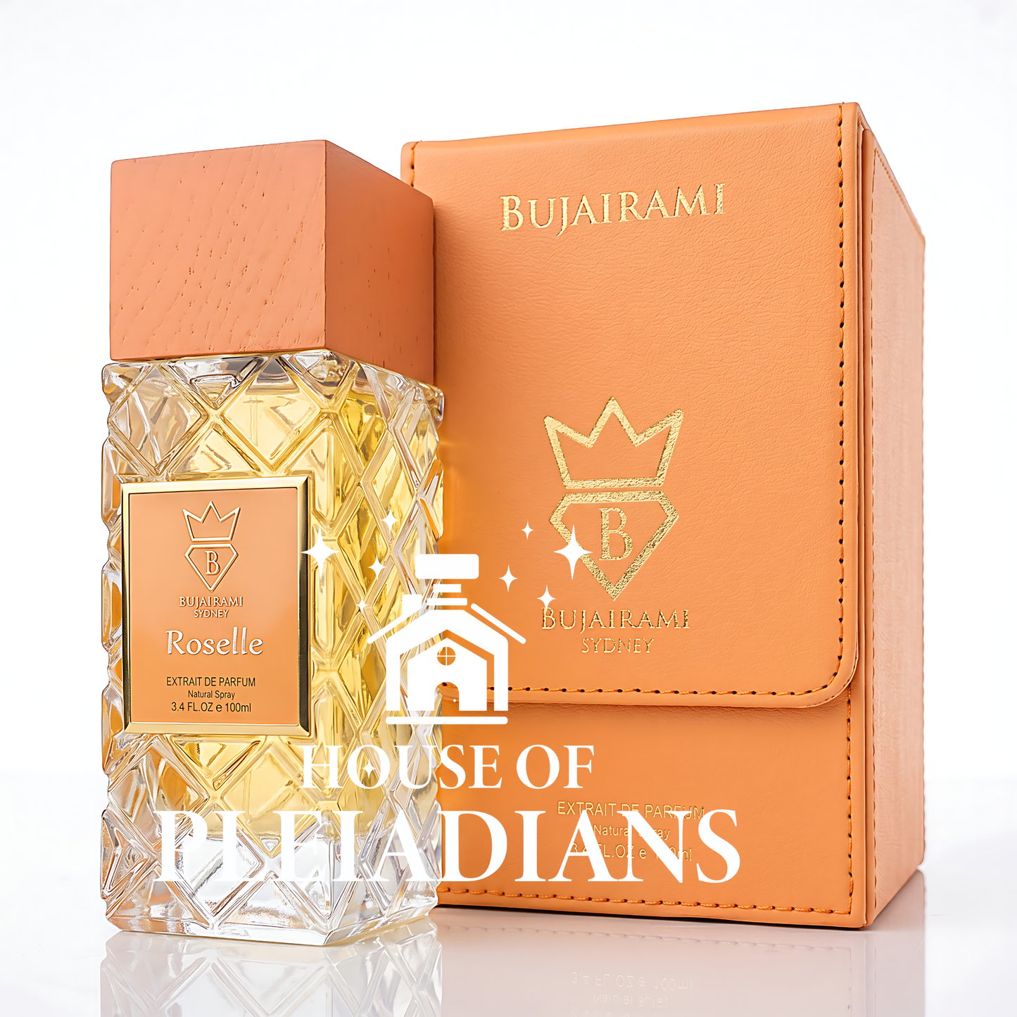 Roselle perfume bottle and luxury leather presentation box UK