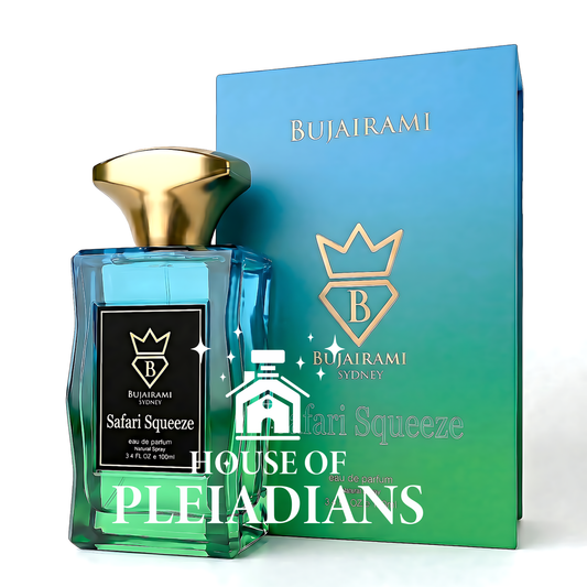 Safari Squeeze Bujairami perfume bottle and luxury gradient packaging 100ml UK