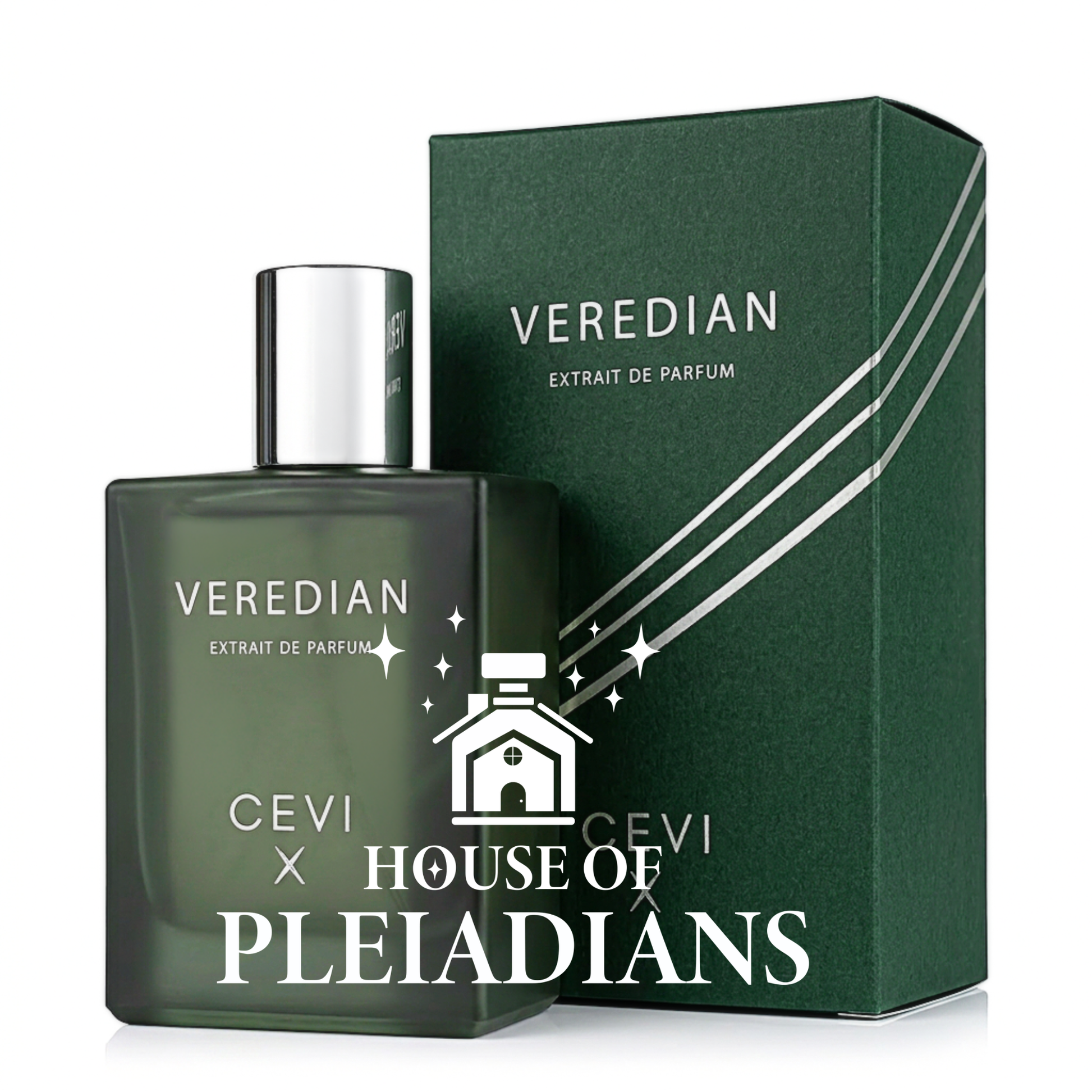 Veredian CEVI X perfume bottle and luxury green packaging UK